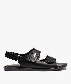 GEMO Sandales homme confort unies avec brides à scratch noir vif