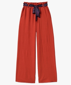 pantalon en maille fluide avec ceinture imprimee femme orange pantalonsD755101_4