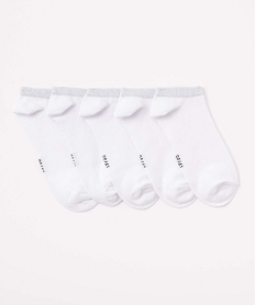 GEMO Chaussettes femme tige ultra courte avec paillettes (lot de 5) Blanc