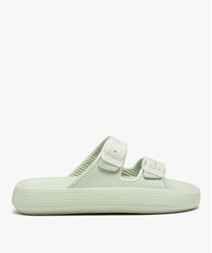 GEMO Mules de piscine femme unies à larges brides à boucle avec semelle plateforme - Beppi Vert