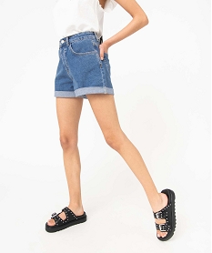 short en jean ample a revers femme gris shortsD755901_1