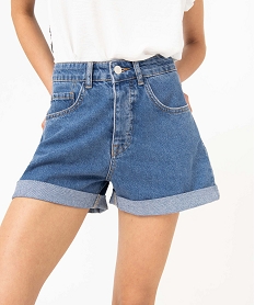short en jean ample a revers femme gris shortsD755901_2