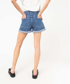 short en jean ample a revers femme gris shortsD755901_3