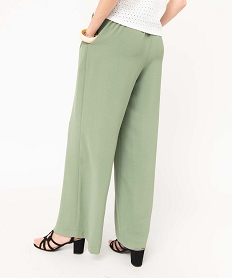 pantalon femme en crepe fluide a ceinture elastique et brides a nouer vert pantalonsD756201_3