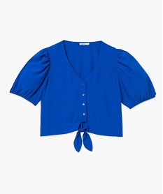 blouse courte fluide a manches ballon femme bleuD757001_4