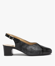 GEMO Escarpins femme confort bicolores à talon ouvert noir standard