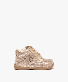 chaussures premiers pas bebe fille en cuir a motifs scintillants jauneD757901_1