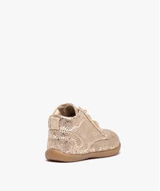 chaussures premiers pas bebe fille en cuir a motifs scintillants jauneD757901_4