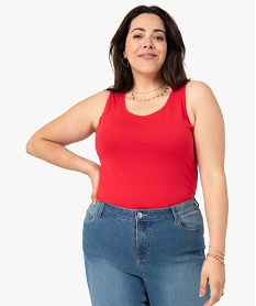 GEMO Débardeur femme grande taille uni en coton extensible Rouge