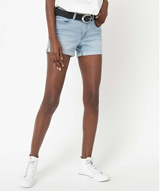 short femme en jean avec revers cousus bleuD810601_2