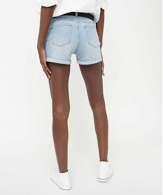 short femme en jean avec revers cousus bleu shortsD810601_3