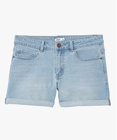 short femme en jean avec revers cousus bleuD810601_4