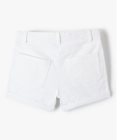 short en denim avec revers cousus fille blanc standard shortsD844501_3