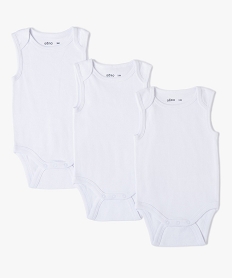 GEMO Bodies bébé sans manches (lot de 3) 100% coton biologique blanc vif
