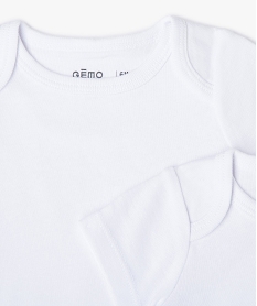 bodies bebe unis a manches courtes et fermeture devant (lot de 3) blanc body manches longuesD871701_2