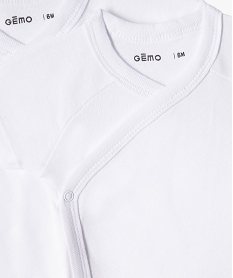 bodies bebe unis a manches courtes et fermeture devant (lot de 3) blanc body manches longuesD871701_3