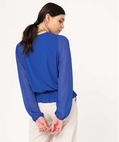 tee-shirt fluide a manches longues en voile femme bleuD894601_3