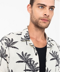 chemise a manches courtes en coton leger et col cubain homme beige chemise manches courtesD894801_2