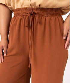 pantalon ample avec ceinture elastique femme grande taille brun pantalons et jeansD904801_2