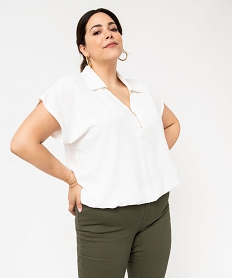 blouse a manches courtes avec col zippe femme grande taille beigeD905001_2