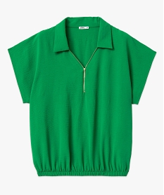 blouse a manches courtes avec col zippe femme grande taille vert chemisiers et blousesD905101_4