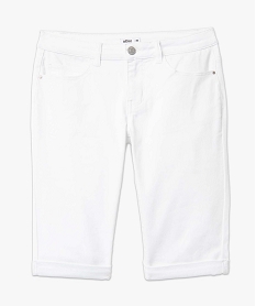 bermuda femme en coton extensible coupe slim blanc shortsD905301_4