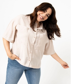 chemise a manches courtes avec poches poitrine femme grande taille beigeD905401_1