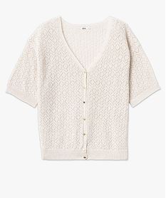 gilet a manches courtes en maille ajouree femme grande taille blanc pulls et giletsD905601_4