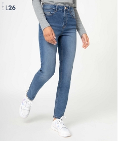 GEMO Jean femme coupe Slim taille haute – Longueur L26 Bleu
