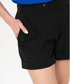 short taille haute extensible femme noir shortsD913601_2