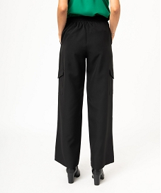 pantalon large avec poches a rabat sur les cuisses femme noirD913701_3