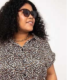 robe chemise a manches courtes motif leopard femme grande taille imprimeD914201_4