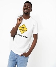 GEMO Tee-shirt à manches courtes imprimé homme - Roadsign blanc standard
