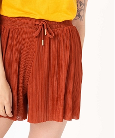 short ample en maille plissee fluide femme orange shortsD921101_2