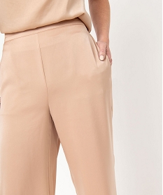 pantalon large et fluide taille haute en satin femme beige pantalonsD921501_2