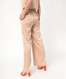 pantalon large et fluide taille haute en satin femme beige pantalonsD921501_3