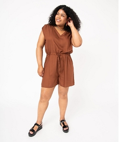 GEMO Combishort à manches courtes femme grande taille marron standard