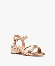 sandales fille unies effet metallise et a talon carre jaune sandales et nu-piedsD928501_2