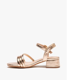 sandales fille unies effet metallise et a talon carre jaune sandales et nu-piedsD928501_3