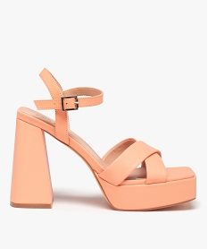 GEMO Sandales femme unies à talon flare haut Beige