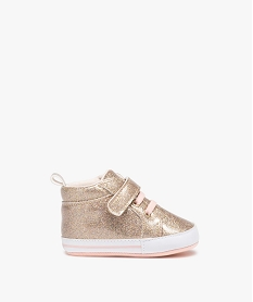 chaussons de naissance bebe fille a paillettes et a scratch jaune chaussures de naissanceD936501_1