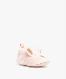 chaussons de naissance bebe fille lapin en velours rose chaussures de naissanceD936701_2