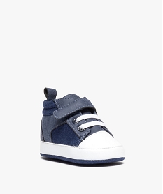 chaussons de naissance bebe garcon en toile facon denim bleuD937001_2