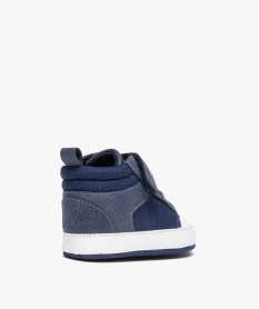 chaussons de naissance bebe garcon en toile facon denim bleuD937001_4