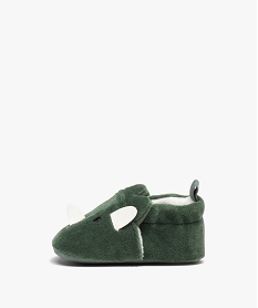 chaussons de naissance en velours avec details rhinoceros vert chaussures de naissanceD937101_3