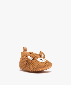 chaussons de naissance bebe garcon ourson en tricot beigeD937201_2