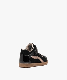 chaussures premiers pas en cuir a scratch bebe fille - alma planete noirD937901_4