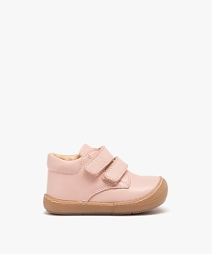 baskets premiers pas bebe fille dessus en cuir uni - na! rose chaussures de parcD938201_1