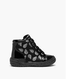 GEMO Baskets bébé fille mid-cut à détails vernis et métallisés noir standard