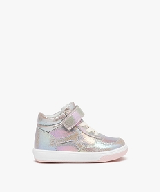 GEMO Baskets bébé fille mid-cut irisées avec scratch Gris
